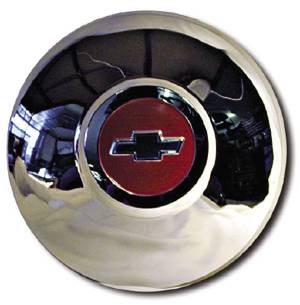 Hub Cap -Red Center, Blue Bowtie - Stainless Photo Main