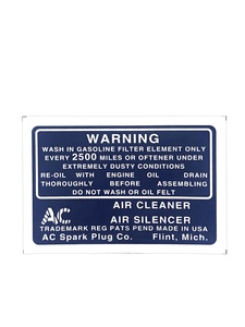 Decal - Air Cleaner, Dry Photo Main