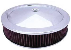 Air Cleaner, Stainless 14" X 3" Muscle Car Style -Washable Element and Recessed Base Photo Main