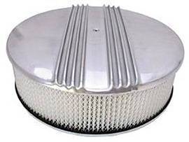 Air Cleaner, Polished Aluminum 14" X 4" Round -Finned, Paper Element and Recessed Base Photo Main