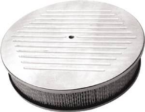Air Cleaner, Polished Aluminum 14" X 3" Round -Ball Milled, Paper Element and Recessed Base Photo Main