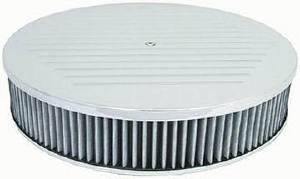 Air Cleaner, Polished Aluminum 14" X 3" Round -Ball Milled, Washable Element and Flat Base Photo Main