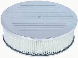 Air Cleaner, Polished Aluminum 14" X 4" Round -Ball Milled, Washable Element and Flat Base Photo Main
