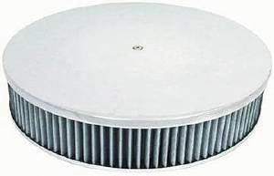 Air Cleaner, Polished Aluminum 14" X 3" Round  -Plain, Washable Element and Off-Set Base Photo Main