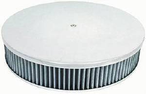 Air Cleaner, Polished Aluminum 14" X 3" Round  -Plain, Washable Element and Flat Base Photo Main