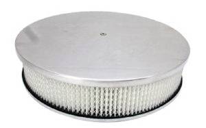 Air Cleaner, Polished Aluminum 14" X 3" Round  -Plain, Paper Element and Dominator Base Photo Main