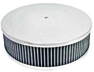 Air Cleaner, Polished Aluminum 14" X 4" Round  -Plain, Washable Element and Recessed Base Photo Main