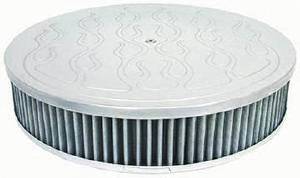 Air Cleaner, Polished Aluminum 14" X 4" Round  -Flame, Washable Element and Off-Set Base Photo Main