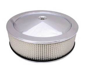 Air Cleaner, Chrome 14" X 4" Muscle Car Style  -Paper Element and Flat Base Photo Main