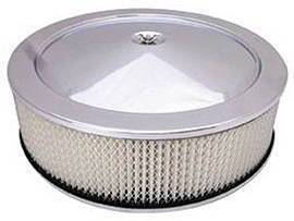 Air Cleaner, Chrome 14" X 4" Muscle Car Style -Paper Element and Recessed Base Photo Main