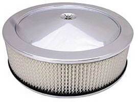 Air Cleaner SetChrome 14" X 4" Muscle Car Style  -Paper Element and Off-Set Base Photo Main