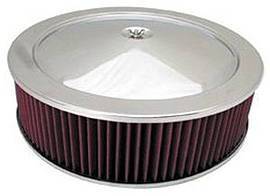Air Cleaner, Chrome 14" X 4" Muscle Car Style -Washable Element and Off-Set Base Photo Main