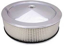 Air Cleaner, Stainless Steel 14" X 4" Muscle Car Style  -Paper Element and Hi-Lip Base Photo Main