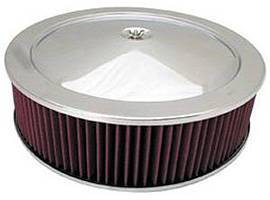 Air Cleaner, Stainless Steel 14" X 4" Muscle Car Style  -Washable Element and Hi-Lip Base Photo Main