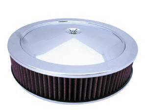 Air Cleaner, Chrome 14" X 3" Muscle Car Style  -Washable Element and Recessed Base Photo Main