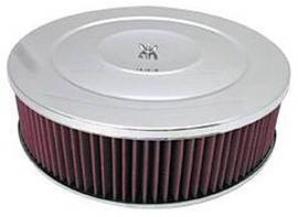 Air Cleaner, Chrome 14" X 4" Performance Style Air Cleaner Set -Washable Element and Flat Base Photo Main