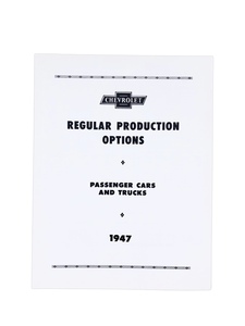 Option Booklet - (RPO) Regular Production Options Photo Main