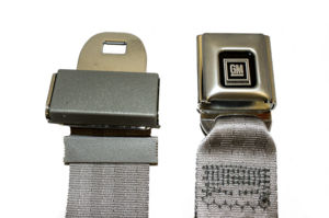 Seat Belt -Lap Belt With Chrome/Silver GM Push Button Style Buckle. Many Colors Available Photo Main