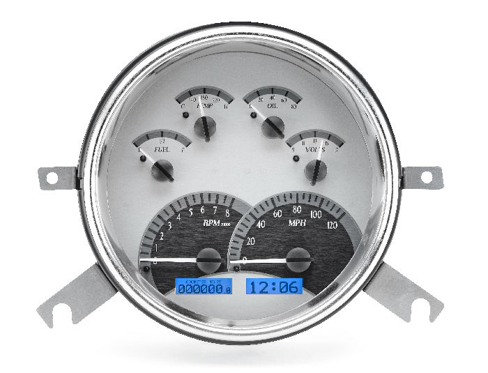 Dakota Digital VLC-41C-S-B 1941-48 Chevy Analog Clock Silver/Blue