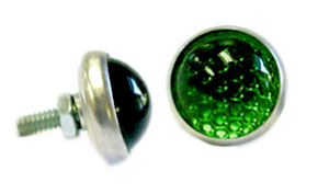 License Plate Fastener - Green Jewel Glass Reflector Photo Main