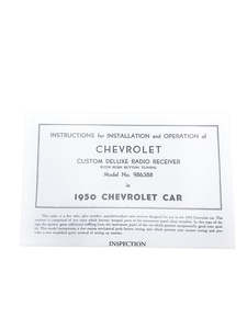 Chevrolet Car Radio Manual - 6 Tube Push Button Photo Main
