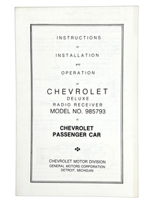 Chevrolet Car Radio Manual, Installation Sheet, Push Button (Original In 47) Photo Main