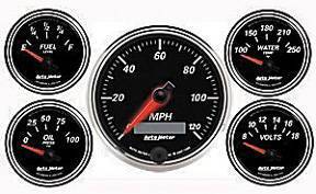 Instrument Gauges - Auto Meter Designer Black Ii Series, 3-3/8" 5 Gauge Kit (Electric Speedo) Photo Main