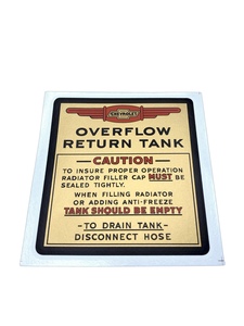 Chevrolet Radiator Overflow Tank Decal - Gold With Red Wings Photo Main