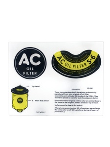 Decal Set - Oil Filter, Original AC. Set Of 2 Photo Main