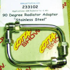 Chevrolet Transmission Cooler Hose Adapter. GM Radiator (1/2-20 Male Inv. Flare) To -6 An Male 90° Photo Main