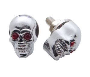 Chrome Skull License Plate Fastener Photo Main