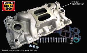 Chevrolet Intake Manifold -Satin Cyclone+Plus, Chevy Small Block (Non Egr) With Gaskets & Hardware Photo Main