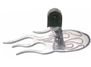 Rear View Mirror, Polished Aluminum "Flame Design" With Mount Photo Main