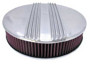 Air Cleaner, Polished Aluminum 14" X 3" Round -Finned, Washable Element and Recessed Base Photo Main