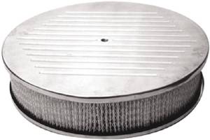 Air Cleaner, Polished Aluminum 14" X 3" Round -Ball Milled, Paper Element & Flat Base Photo Main