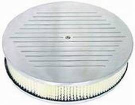 Air Cleaner, Polished Aluminum 14" X 3" Round -Ball Milled, Paper Element & Dominator Base Photo Main