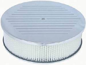 Air Cleaner, Polished Aluminum 14" X 4" Round -Ball Milled, Paper Element and Off-Set Base Photo Main