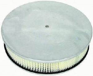 Air Cleaner, Polished Aluminum 14" X 3" Round -Plain, Paper Element and Hi-Lip Base Photo Main