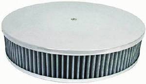 Air Cleaner, Polished Aluminum 14" X 3" Round  -Plain, Washable Element and Recessed Base Photo Main