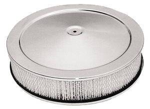 Air Cleaner, Chrome 14" X 3" Muscle Car Style -Paper Element & Flat Base Photo Main
