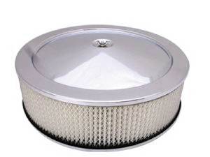 Air Cleaner, Chrome 14" X 4" Muscle Car Style -Paper Element and Flat Base Photo Main