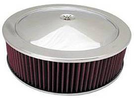 Air Cleaner, Chrome 14" X 4" Muscle Car Style -Washable Element & Flat Base Photo Main