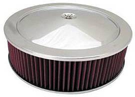 Air Cleaner, Chrome 14" X 4" Muscle Car Style -Washable Element and Recessed Base Photo Main