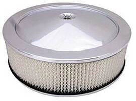 Air Cleaner SetChrome 14" X 4" Muscle Car Style -Paper Element and Off-Set Base Photo Main