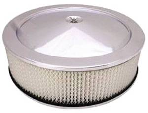 Air Cleaner, Stainless Steel 14" X 4" Muscle Car Style -Paper Element and Recessed Base Photo Main