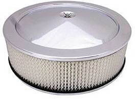 Air Cleaner, Stainless Steel 14" X 4" Muscle Car Style -Paper Element and Hi-Lip Base Photo Main