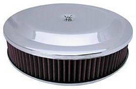 Air Cleaner, Chrome 14" X 3" Race Car Style -Washable Element and Flat Base Photo Main