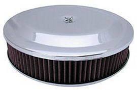Air Cleaner, Chrome 14" X 3" Race Car Style  -Washable Element and Off-Set Base Photo Main