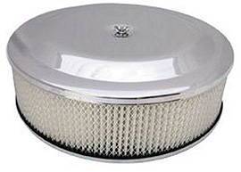 Air Cleaner, Chrome 14" X 4" Race Car Style -Paper Element & Flat Base Photo Main