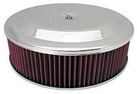Air Cleaner, Chrome 14" X 4" Race Car Style -Washable Element and Recessed Base Photo Main